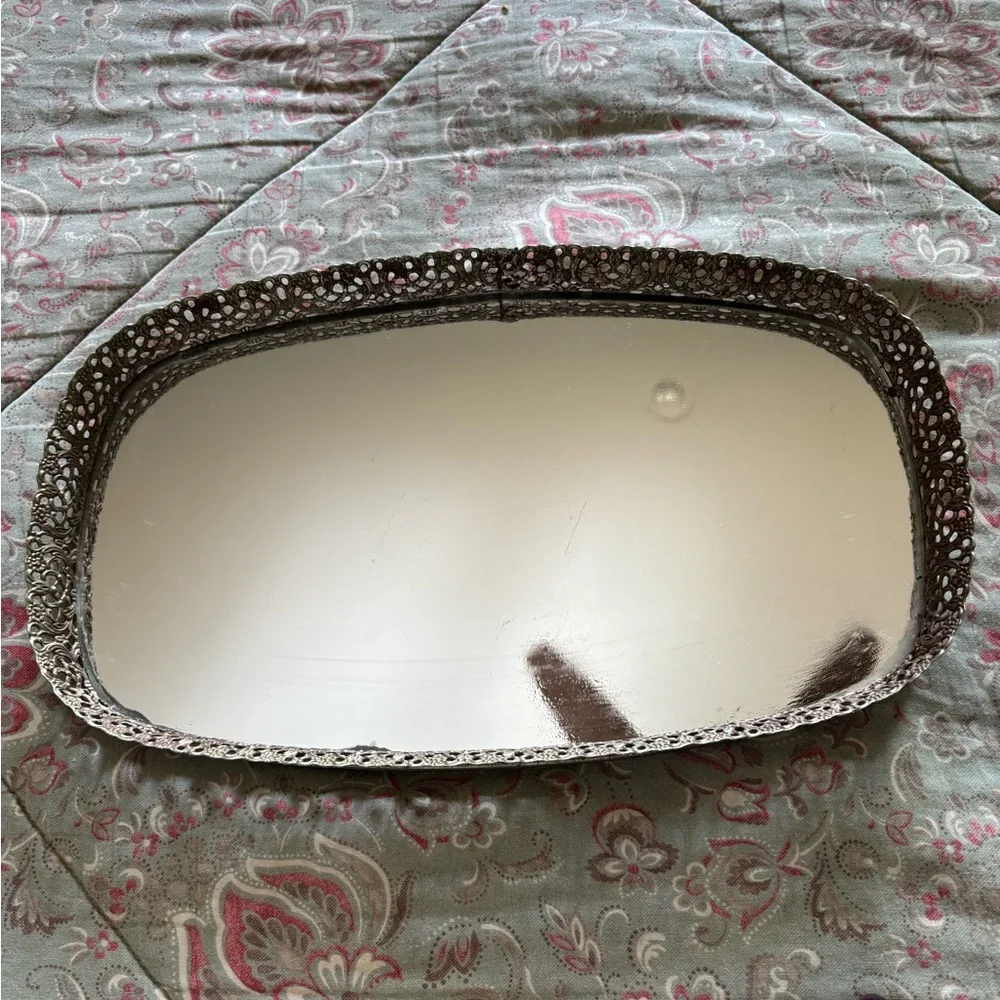 Elegant Gold Vanity Tray with Assorted Perfume Bottles